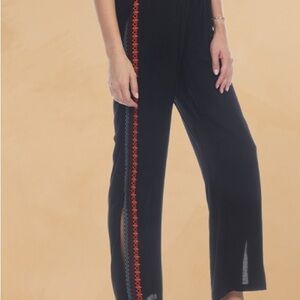 Black Embroidered Women's Pants
